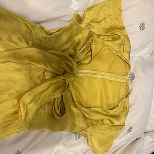 Yellow elegant dress with front tie